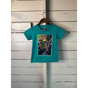 Vintage 1994 Oneita Arizona Native American Wolf T-Shirt Kids Small 6-8 Teal USA